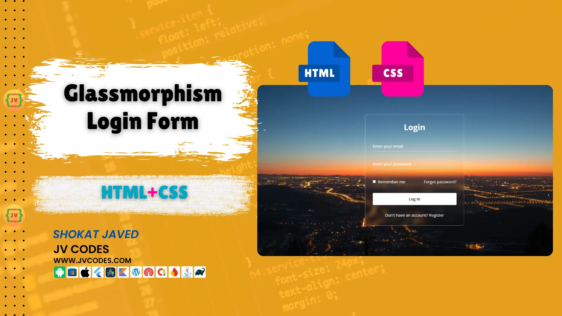 Glassmorphism Login Form in HTML and CSS