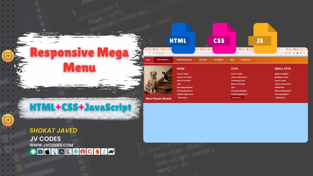 Responsive Mega Menu in HTML, CSS and JavaScript