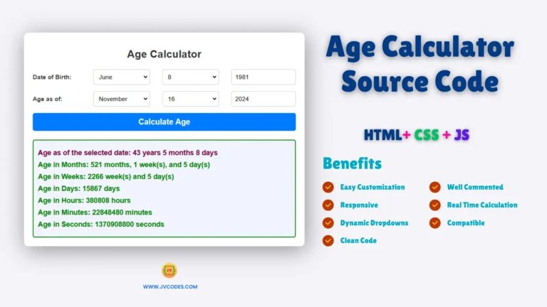 Age Calculator Source Code