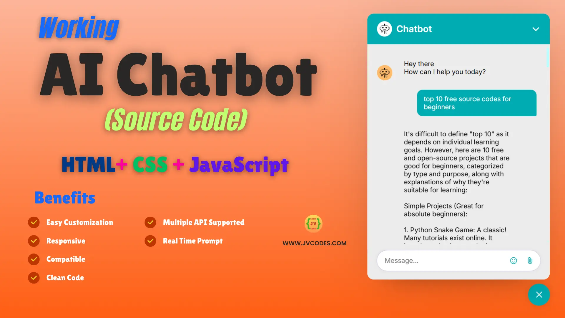 In this post, I will give a free source code for developing an AI Chatbot Using HTML, CSS, and JavaScript, which can be easily drawn into a project.