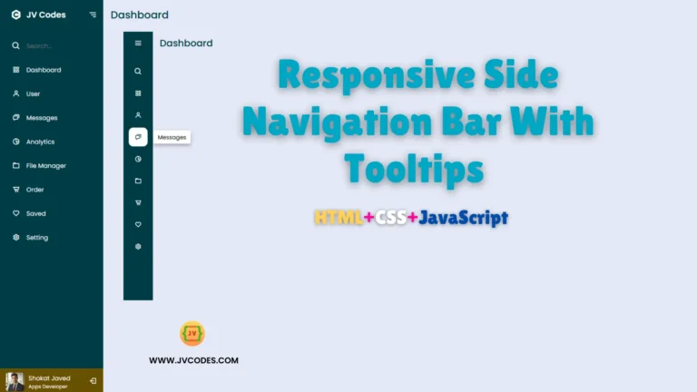 Responsive Side Navigation Bar With Tooltips in HTML, CSS and JavaScript