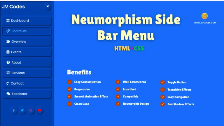 In this article, I have prepared the free source code for the neumorphic sidebar menu that may be easily adjusted and implemented on your website projects.