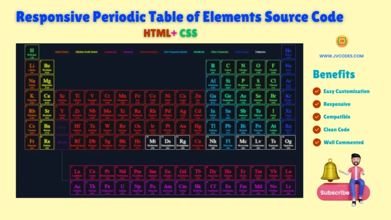 Responsive Periodic Table of Elements Using HTML and CSS (Free Source Code)