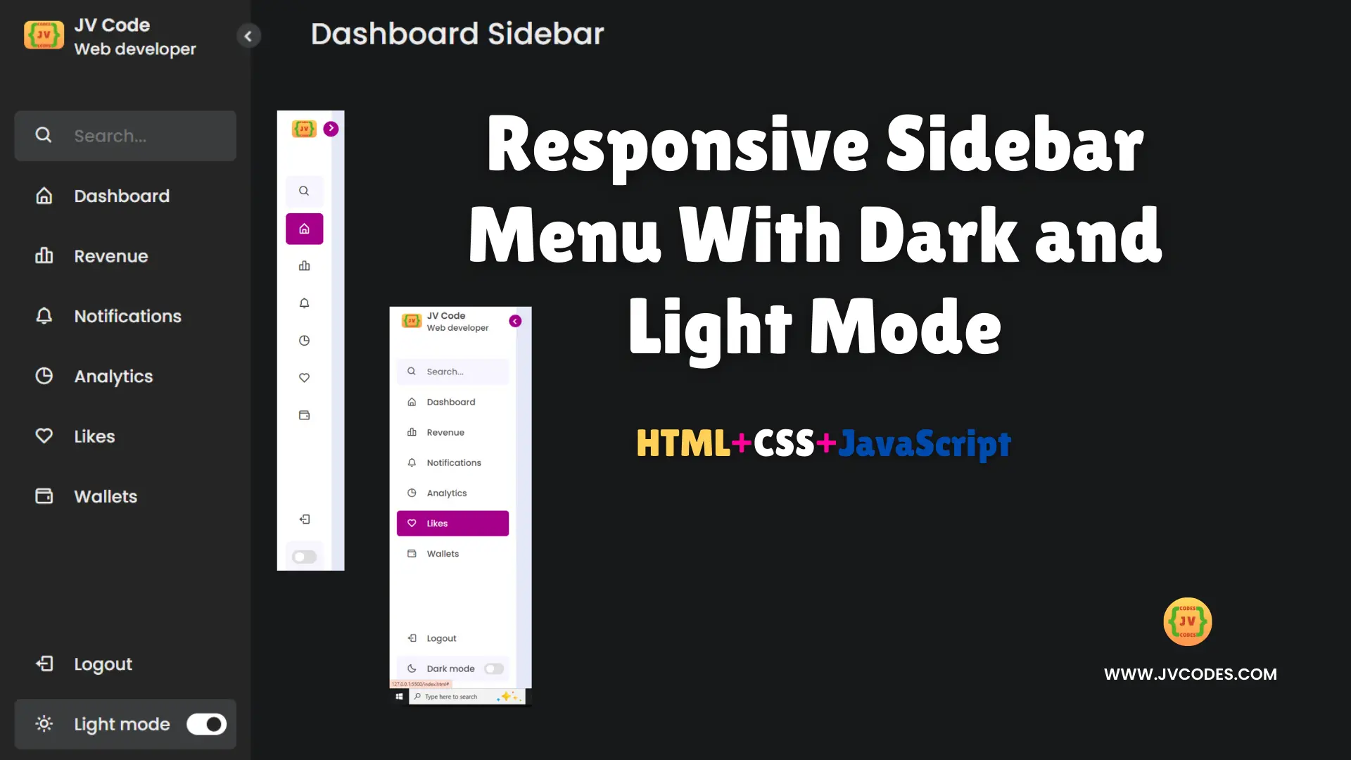 Responsive Sidebar Menu With Dark and Light Mode