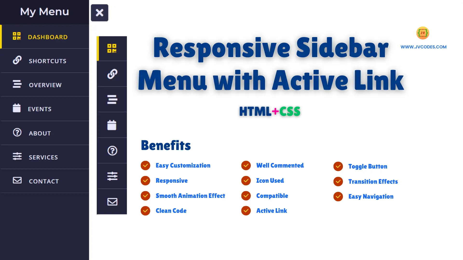 Here I will give you a Free Source Code for Responsive Sidebar Menu with Active Link Using HTML CSS.