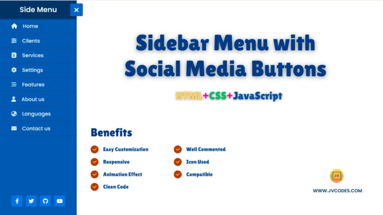 Responsive Sidebar Menu with Social Media Buttons