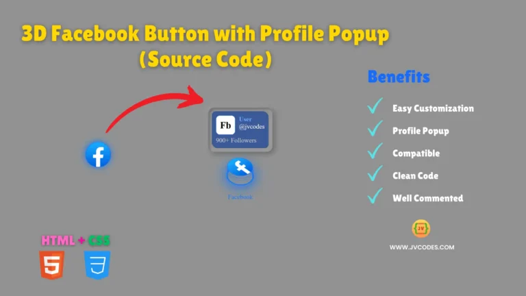 3d Facebook Button with Profile Popup Using HTML and CSS (Free Source Code)