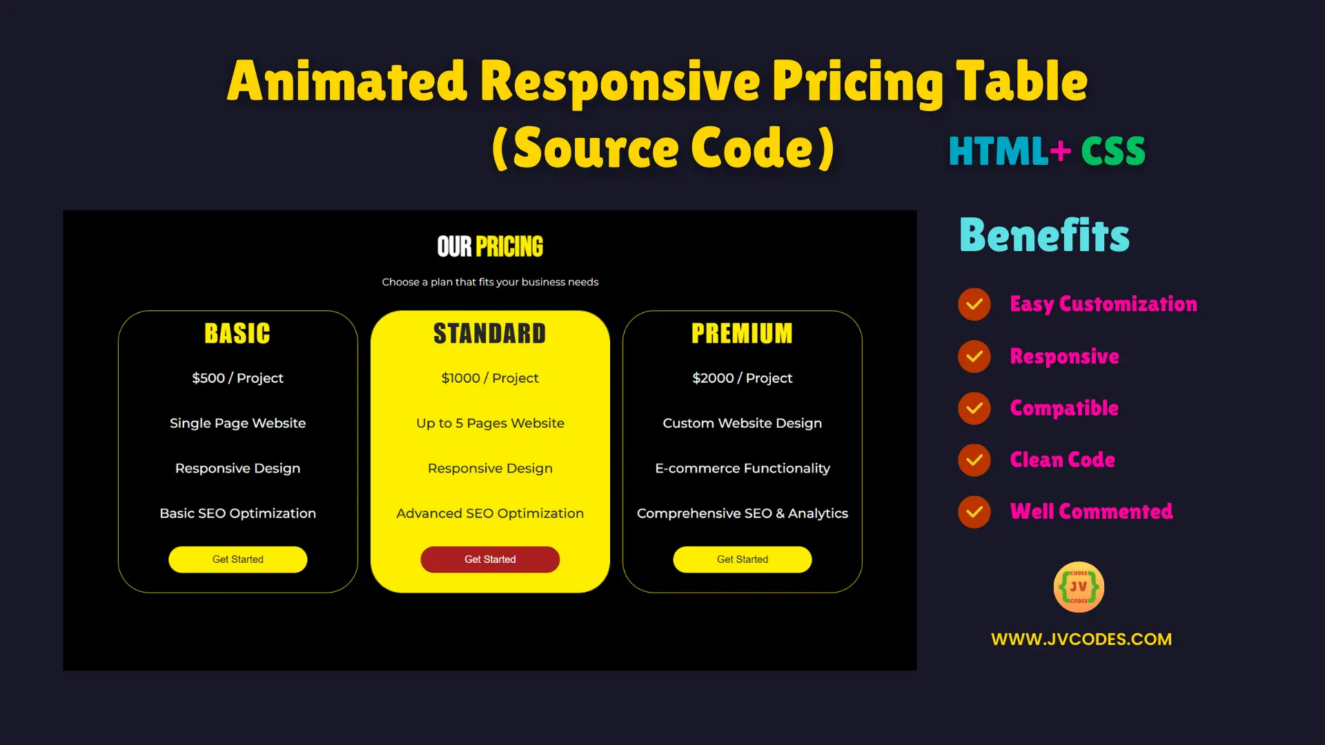 An Animated Responsive Pricing Table Using HTML, and CSS can upgrade the user experience of your website and design with animations and portable responsiveness.