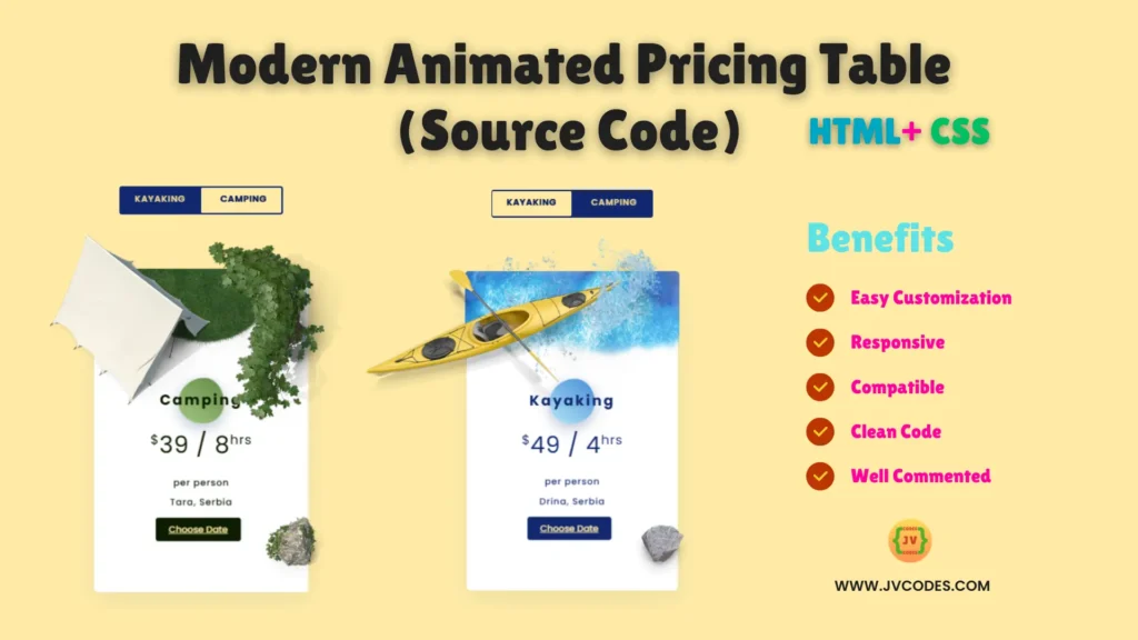 In this post I am going to share Free source code for building A Modern Animated Pricing Table With HTML & CSS.