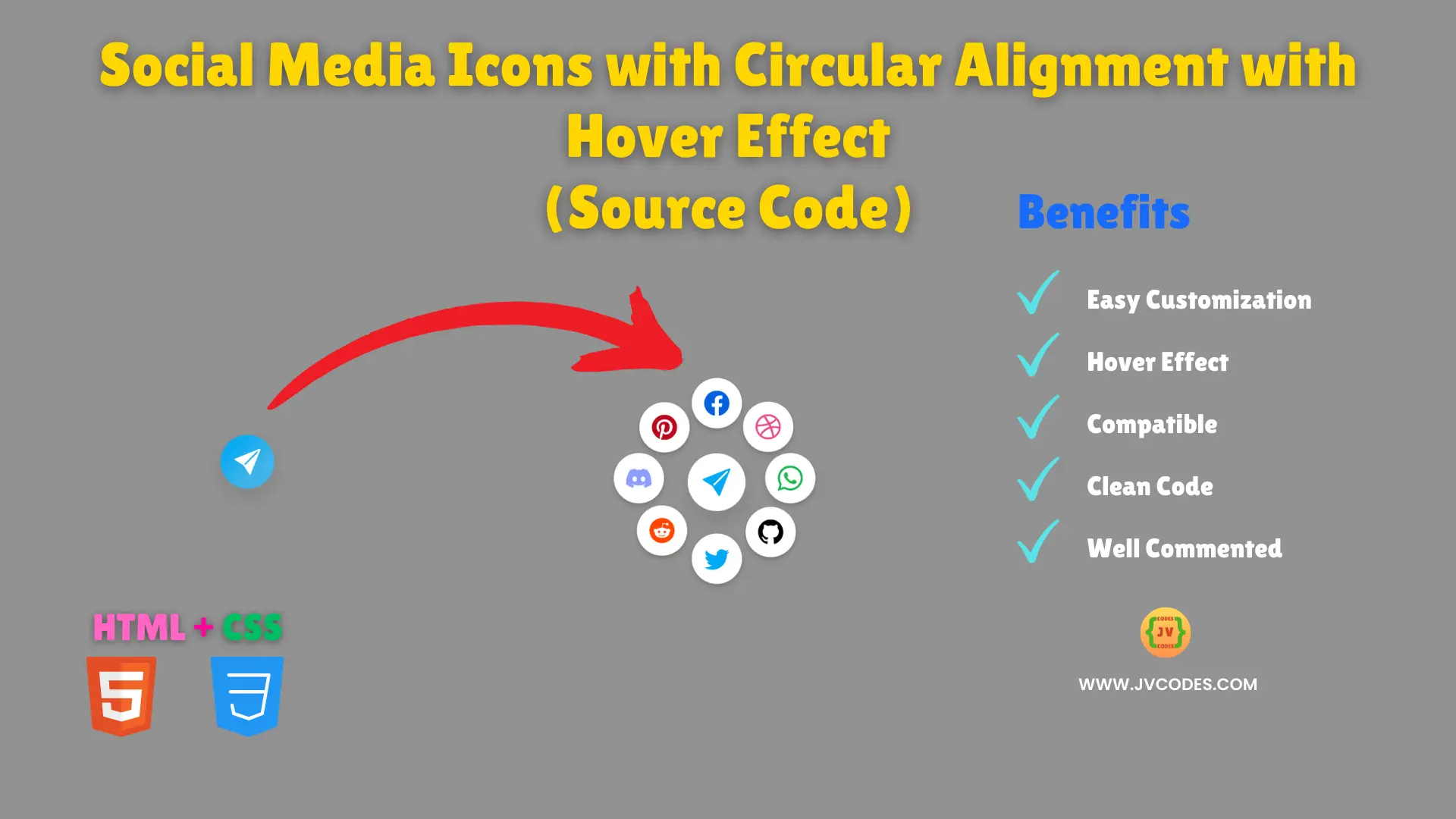 Social Media Icons in Circle Shape