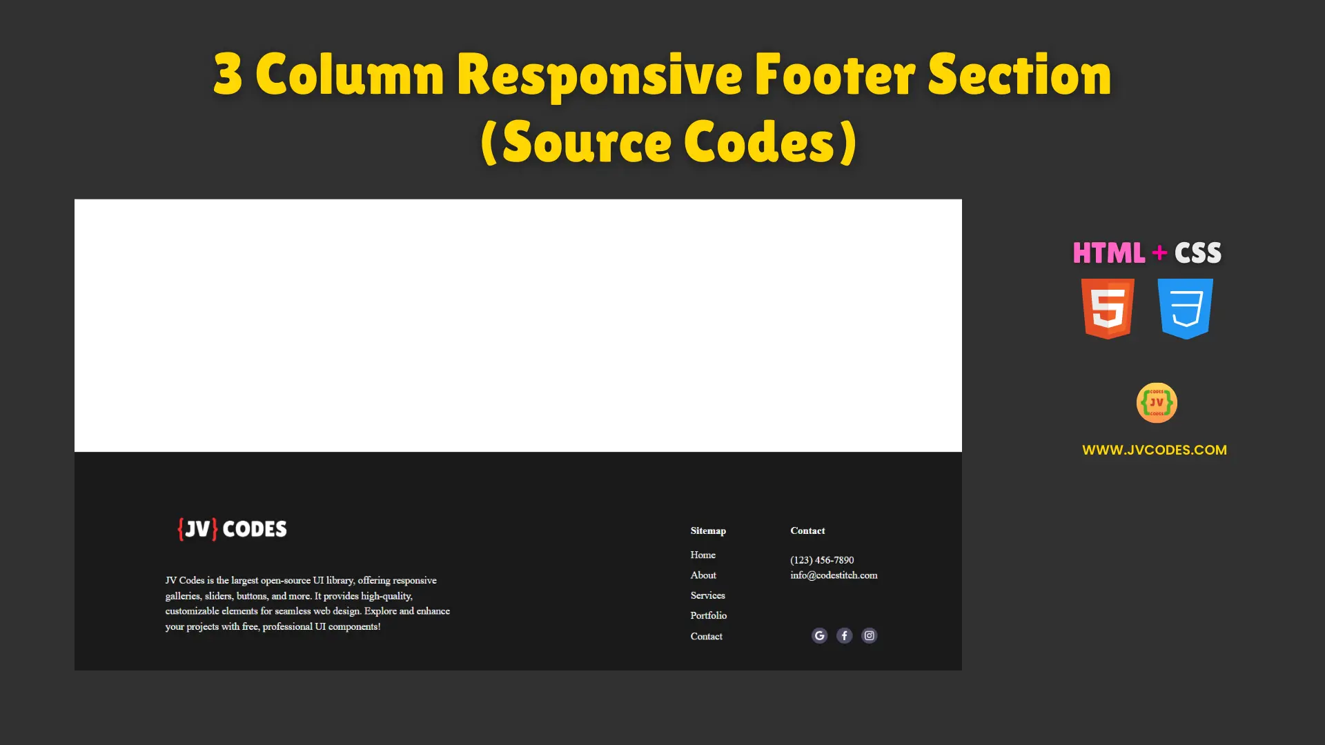 3 Column Responsive Footer Section