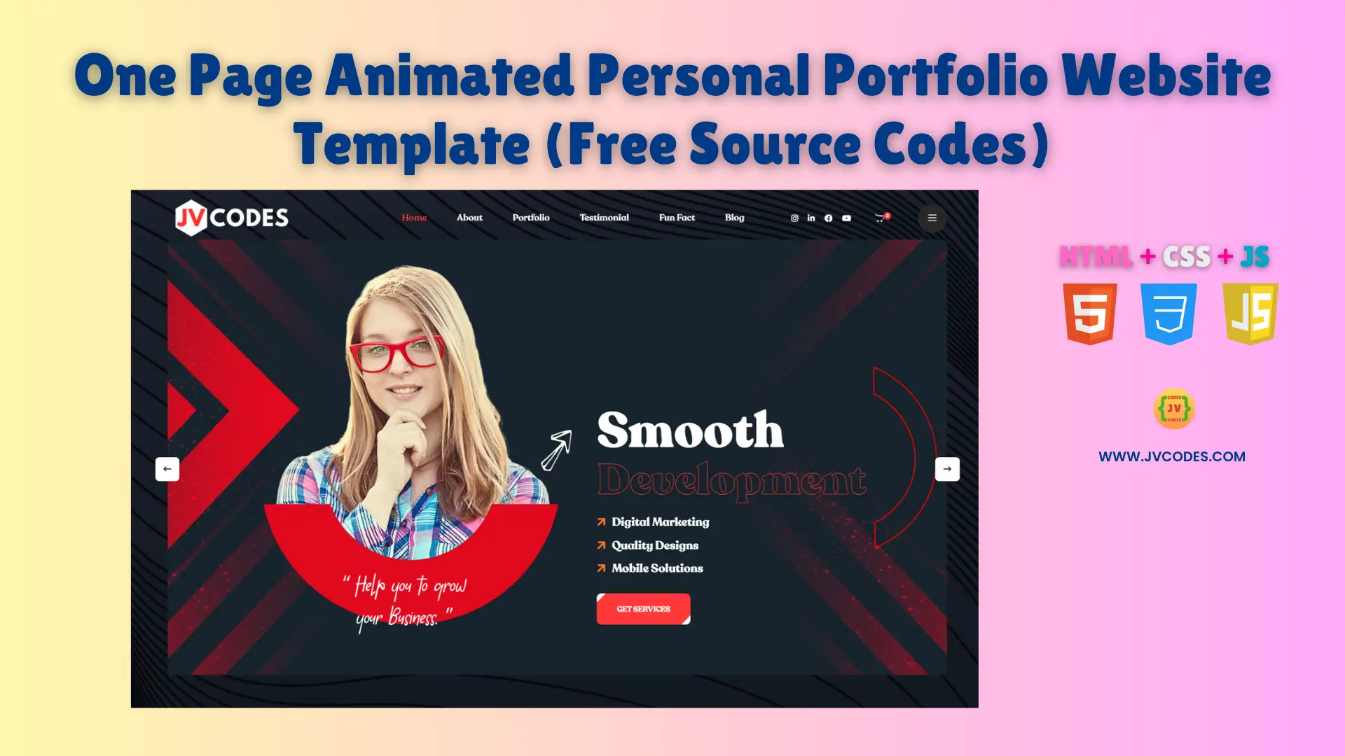 A One Page Animated Personal Portfolio serves as an important tool which allows web developers, designers and freelancers to present their work experience through visually pleasing interface.