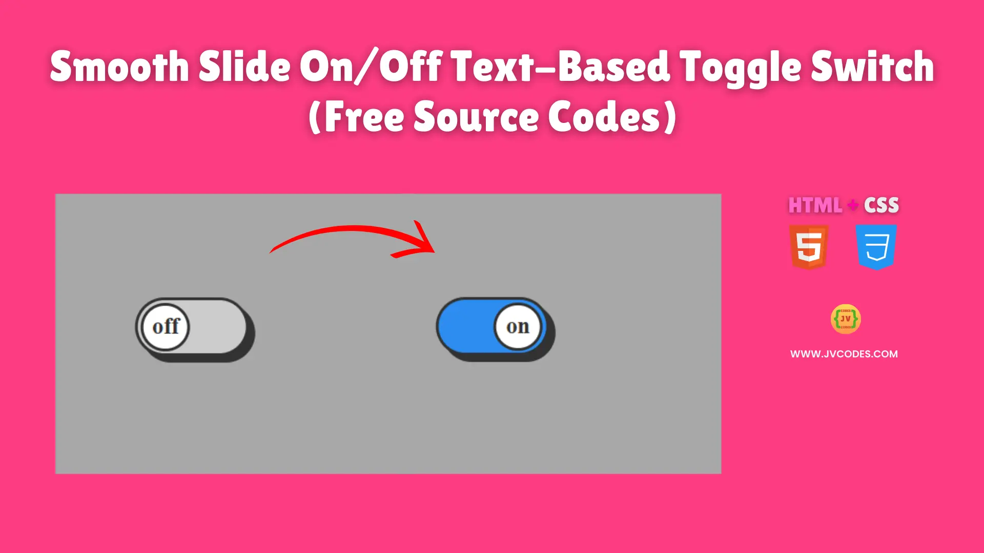 An elegant and interactive component to add to your web site is Smooth Slide On/Off Text Based Toggle Switch, which uses HTML and CSS to achieve that result.