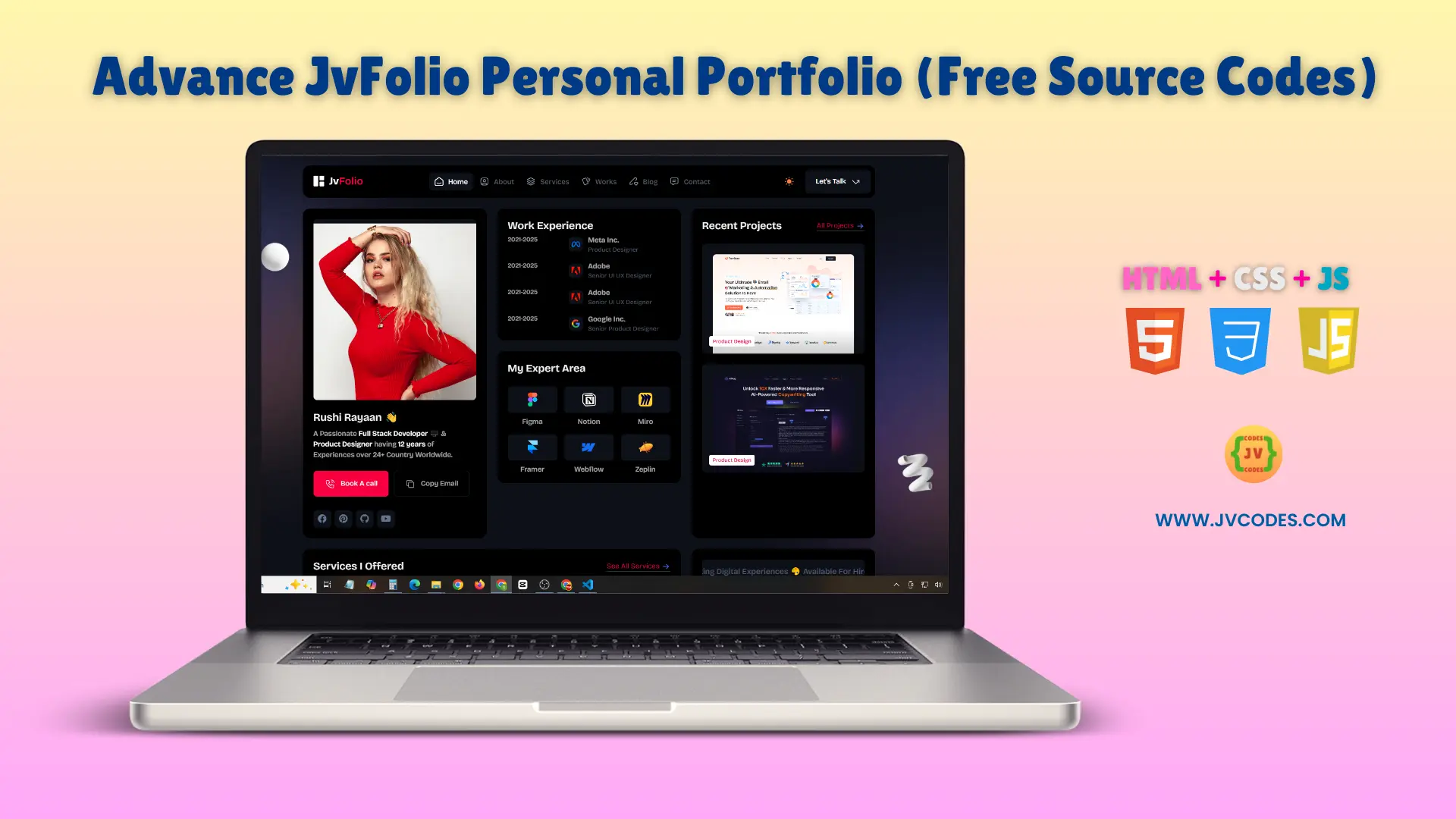 The Advance JvFolio Personal Portfolio Template Using HTML CSS and JavaScript enables users to develop effective online profiles through its well-constructed framework.