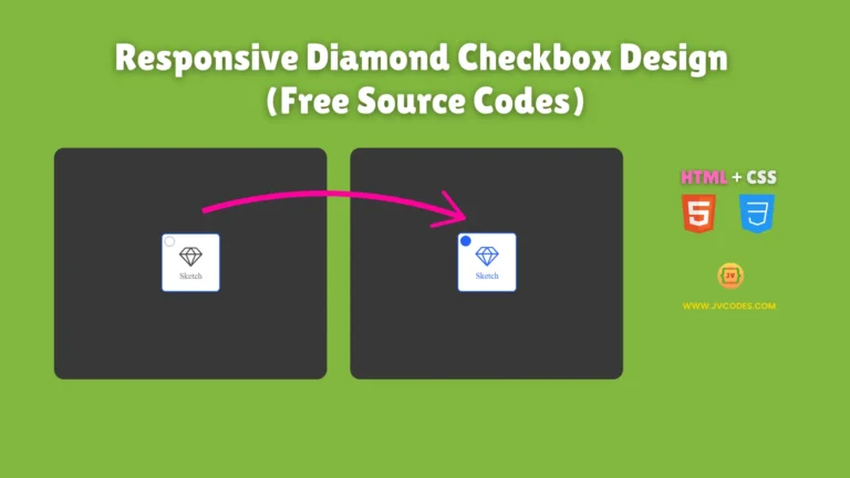 The modern web element known as Responsive Diamond Checkbox Design Using HTML and CSS combines traditional checkboxes with a contemporary diamond shape.