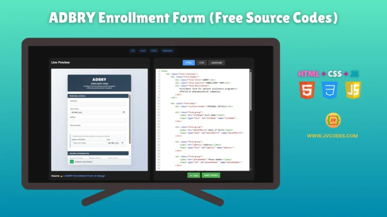 Professionals design the ADBRY Enrollment Form and responds well to all devices, collecting user information in a clean and modern way.