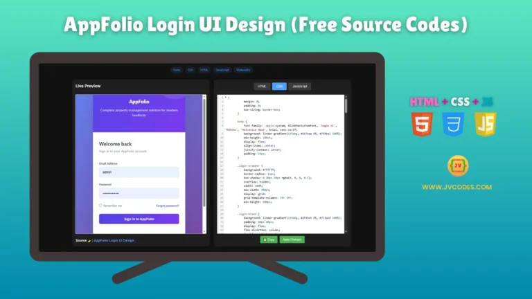 The AppFolio Login UI Design is a simple and flexible login page designed for use in property management and real estate platforms.