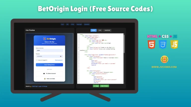 The login interface on BetOrigin is designed with HTML, CSS and JavaScript to be both sleek and responsive.