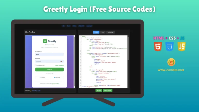 Greetly Login is a stylish and professional login interface designed for today’s web applications and portals.