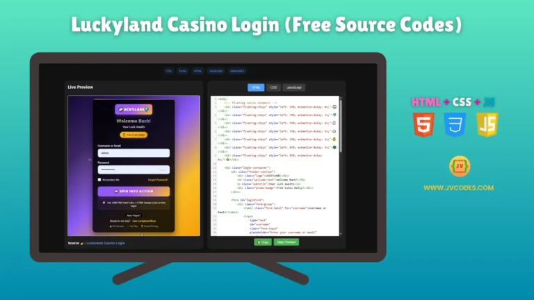 Are you looking for a straightforward and trendy way to log in? Then you might like the Luckyland Login Page UI, built with HTML, CSS and JavaScript.
