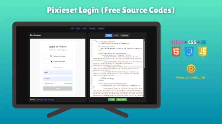 If you are looking for a modern and clean login page, this Pixieset Login UI Design Using HTML, CSS, and JavaScript is just for you.