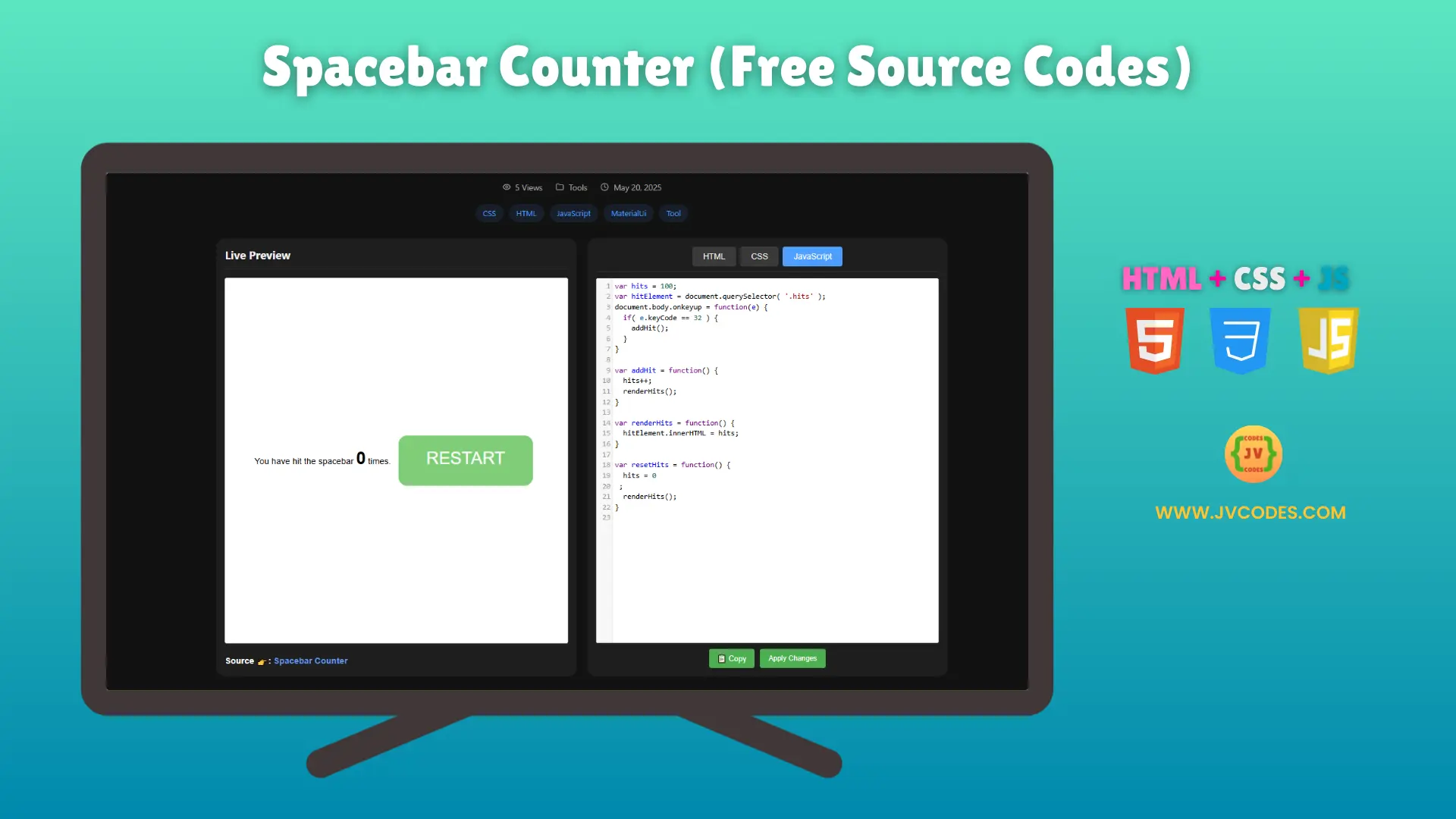 With the Spacebar Counter, users can interactively count each time they press the spacebar on their keyboard.