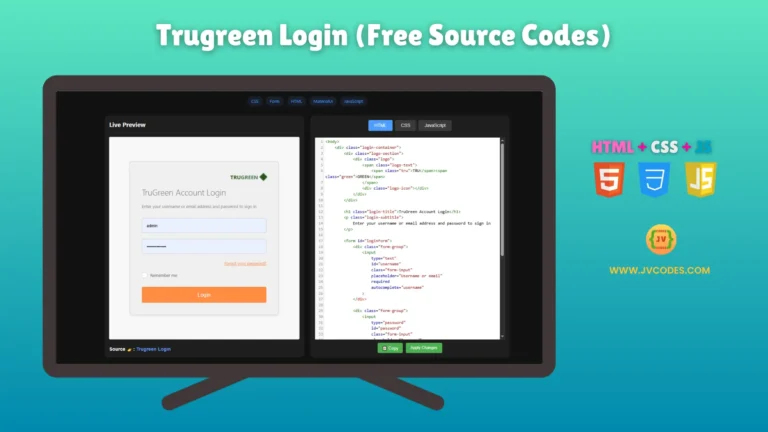Do you want a login page that is easy to use and clean? Using HTML, CSS, and JavaScript, this Trugreen Login UI Design is an excellent option.