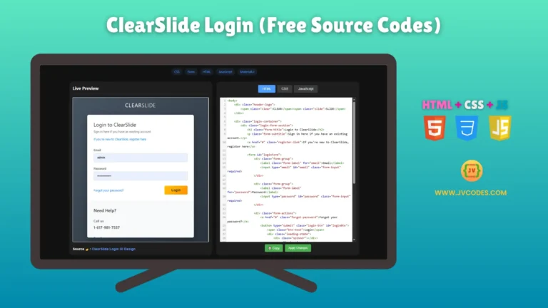 ClearSlide Login UI Design, using HTML, CSS, and JavaScript, is a modern and clean login form designed for both practice and real-world use.