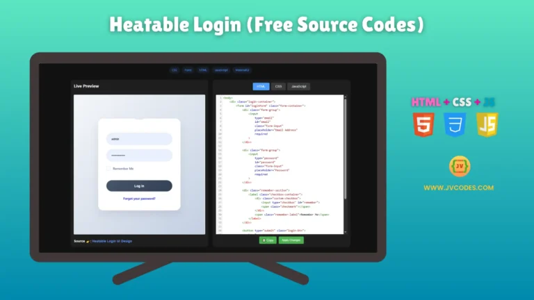 Heatable Login UI Design using HTML, CSS, and JavaScript is a clean and modern login page. This UI is designed for both practice and real-world projects.