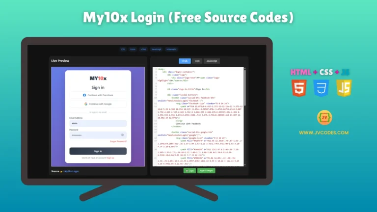 My10x Login, built using HTML, CSS, and JavaScript, is a simple and up-to-date login form. It is meant for web projects and practice.