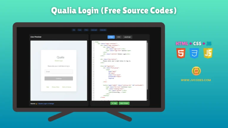 Qualia Login is a beautiful and modern login interface design. This free source code helps developers create stunning login pages quickly.